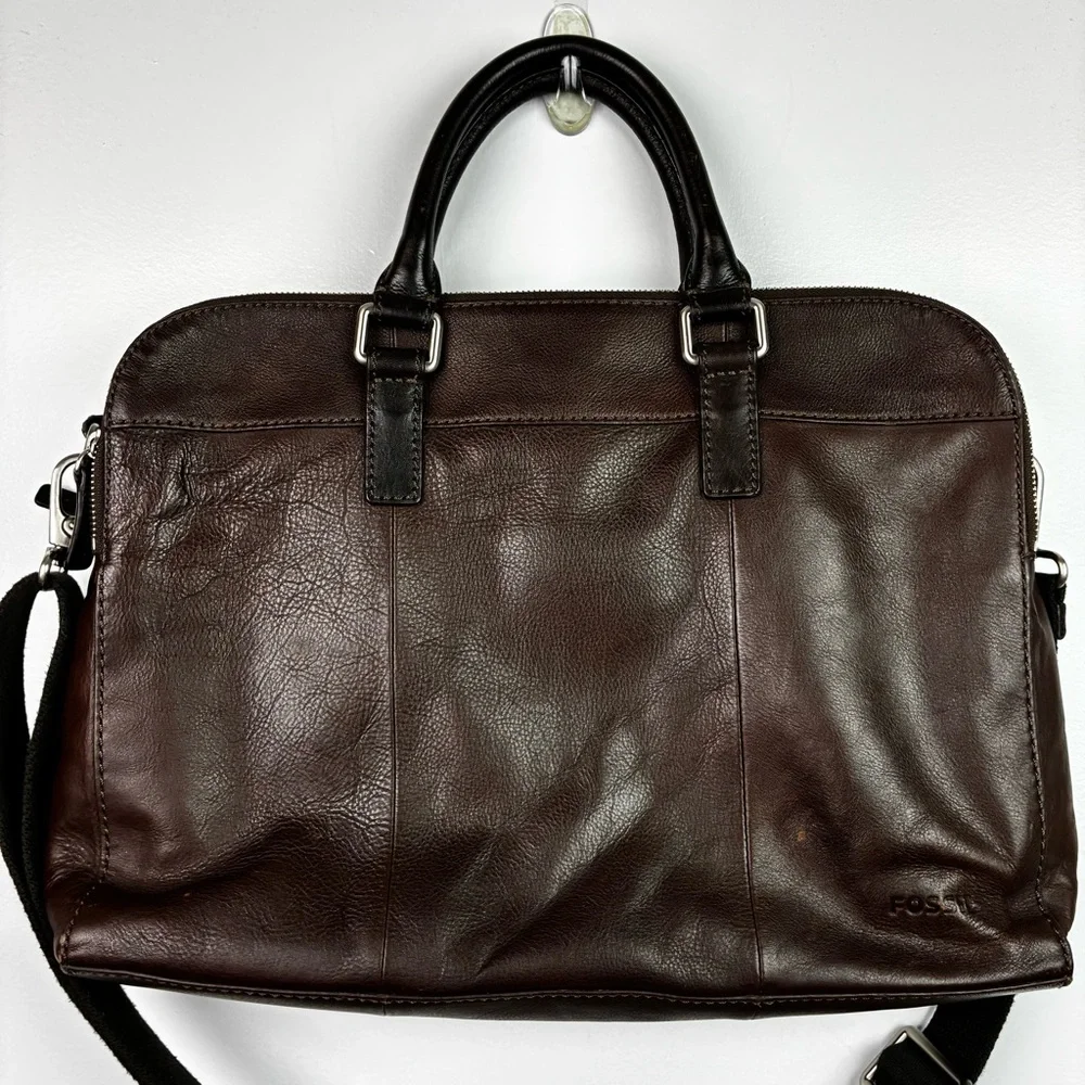 Fossil Mercer Leather Laptop Messenger Briefcase Bag